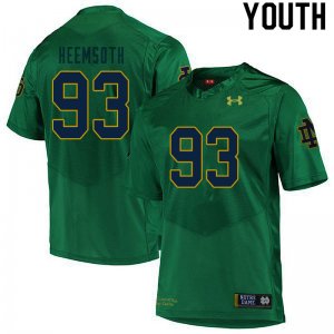 Notre Dame Fighting Irish Youth Zane Heemsoth #93 Green Under Armour Authentic Stitched College NCAA Football Jersey YLO2099WM